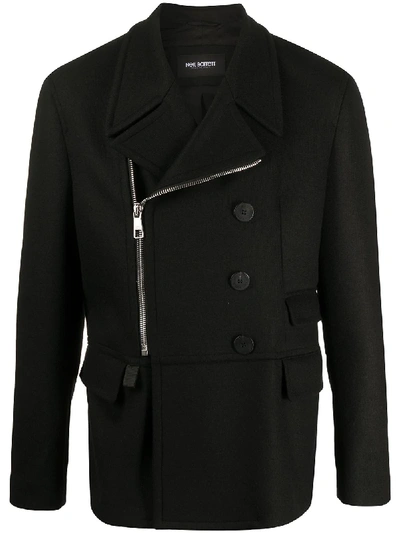 Shop Neil Barrett Asymmetric Zip-fastening Coat In Black