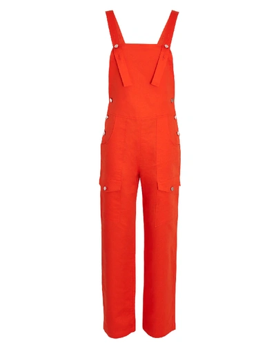 Shop The Range Utilitarian Cotton-linen Overalls In Orange