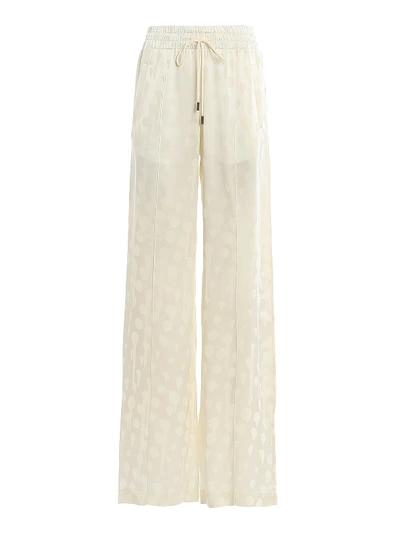 Shop Off-white Satin Jacquard Spotted Tracksuit Pants In Cream