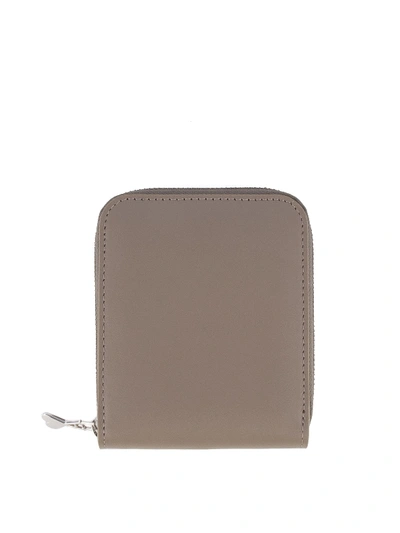 Shop Ami Alexandre Mattiussi Zip Around Leather Wallet In Beige