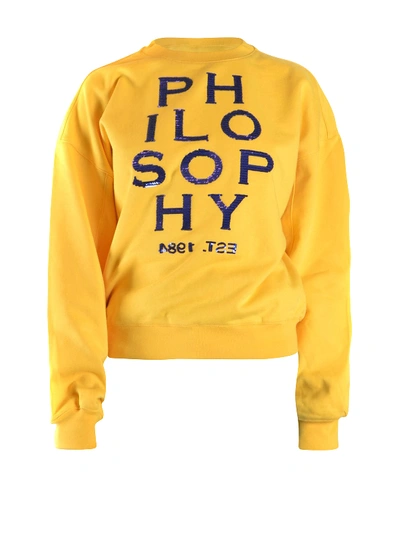 Shop Philosophy Di Lorenzo Serafini Sequined Logo Sweatshirt In Yellow