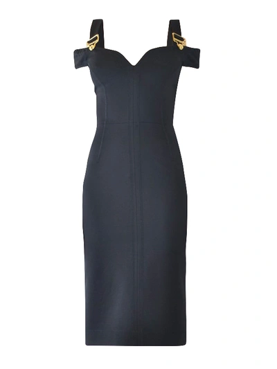 Shop Versace Jeans Couture Buckled Fitted Sheath Dress In Black