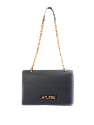 Shop Love Moschino Metal Logo Bag In Black