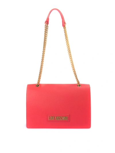 Shop Love Moschino Metal Logo Bag In Red