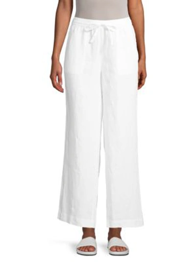 Shop Saks Fifth Avenue Drawstring Linen Lounge Pants In White