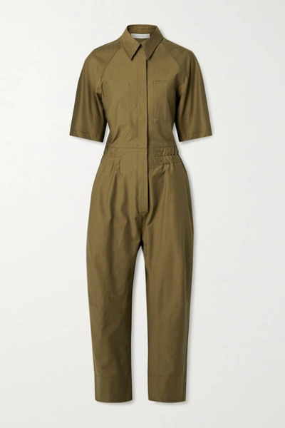 Shop Lvir Cotton-blend Twill Jumpsuit In Army Green