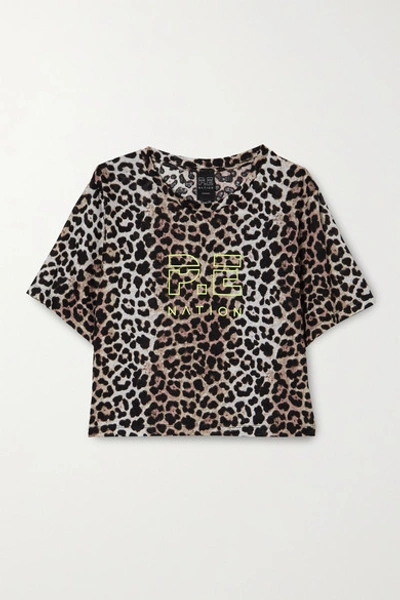 Shop P.e Nation Bar Down Cropped Printed Linen Top In Leopard Print