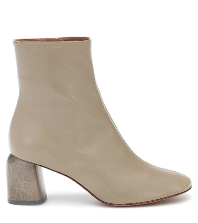 Shop Loq Georgia Leather Ankle Boots In Beige