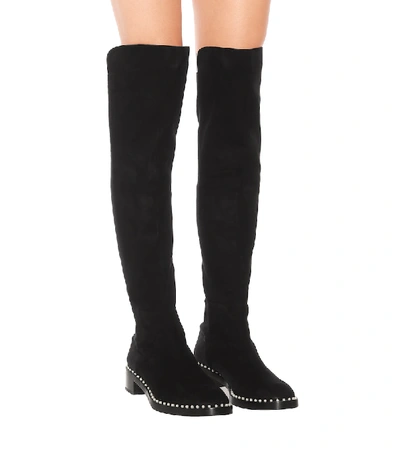 Shop Stuart Weitzman 5050 Suede Over-the-knee Boots In Black