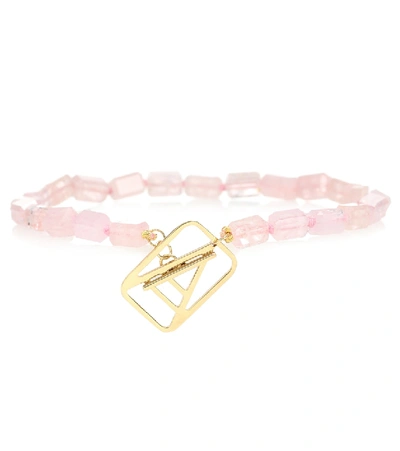 Shop Aliita A Deco 9kt Gold Bracelet With Morganite In Pink