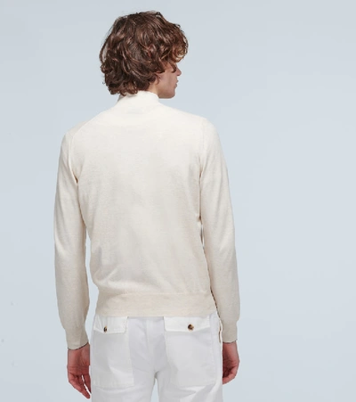 Shop Brunello Cucinelli Zipped Knitted Cotton Cardigan In Neutrals