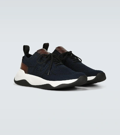 Shop Berluti Shadow Knit Sneakers In Blue