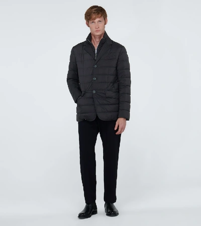 Herno Layered Effect Quilted Coat In Blue