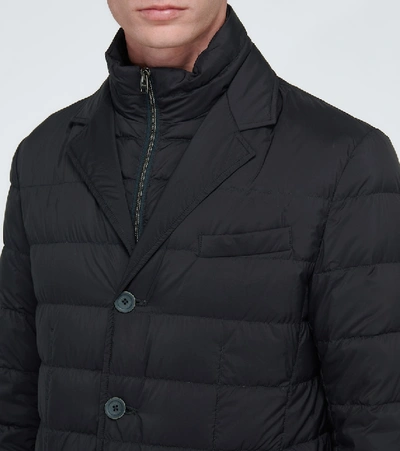 Herno Layered Effect Quilted Coat In Blue