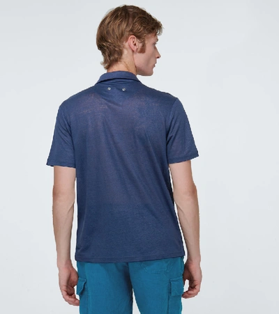Shop Vilebrequin Pyramid Linen Polo Shirt In Blue