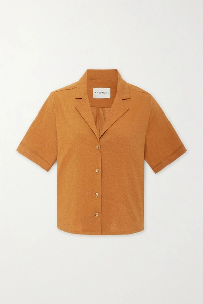 Shop Anemone The Hutton Linen-blend Shirt In Orange