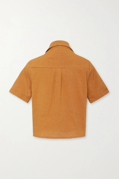 Shop Anemone The Hutton Linen-blend Shirt In Orange