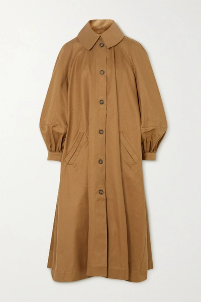 Shop King & Tuckfield Oversized Cotton-twill Trench Coat In Tan
