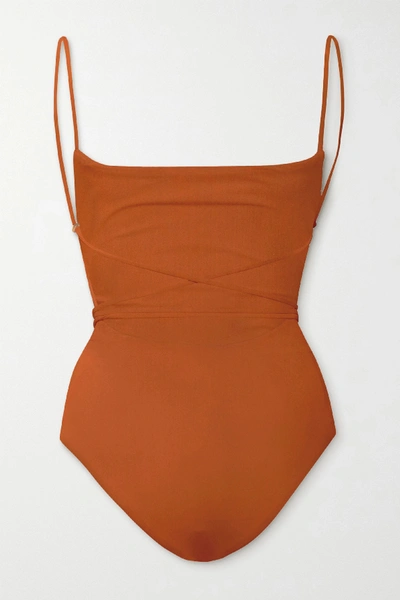 Shop Anemone Belted Swimsuit In Brown