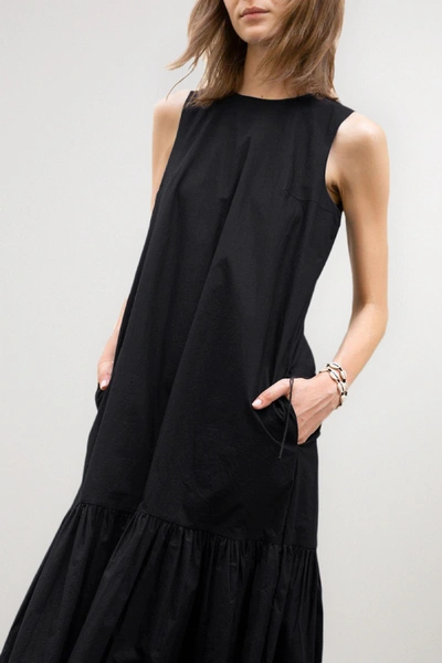 Shop The Frankie Shop Loulou Tiered Cotton-poplin Midi Dress In Black