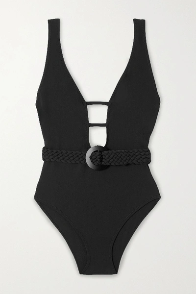 Shop Solid & Striped The Beatrice Belt Cutout Swimsuit In Black
