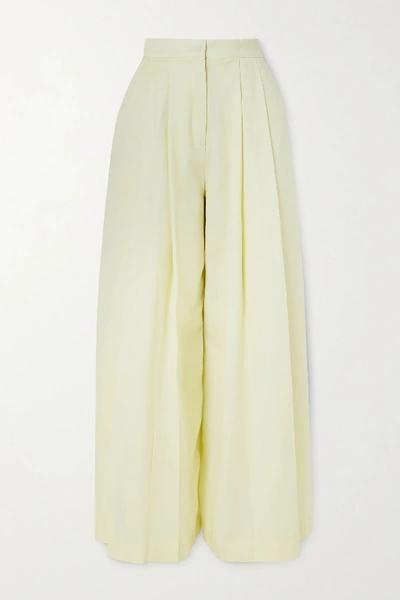 Shop King & Tuckfield Pleated Wool-twill Wide-leg Pants In White