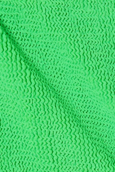 Shop Hunza G Net Sustain Audrey Seersucker Bandeau Swimsuit In Bright Green