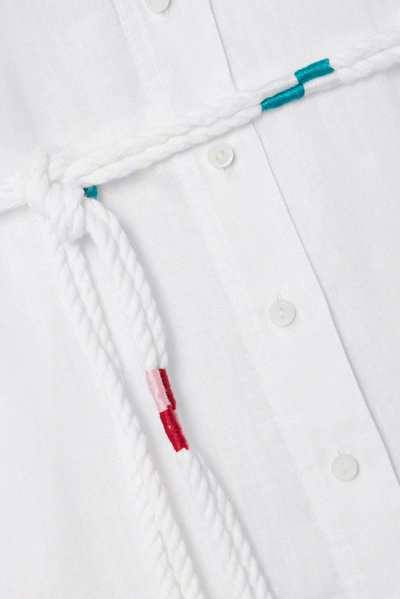 Shop Zimmermann Fiesta Belted Embroidered Linen Maxi Dress In Ivory