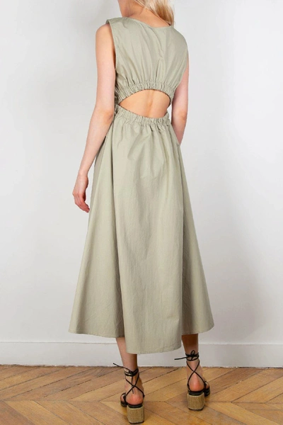 Shop The Frankie Shop Erica Cutout Cotton And Linen-blend Poplin Midi Dress In Sage Green