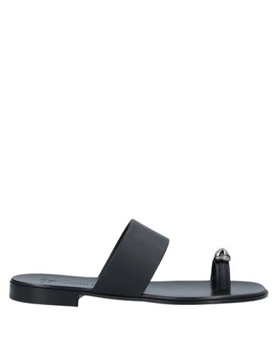 Shop Giuseppe Zanotti Toe Strap Sandals In Black