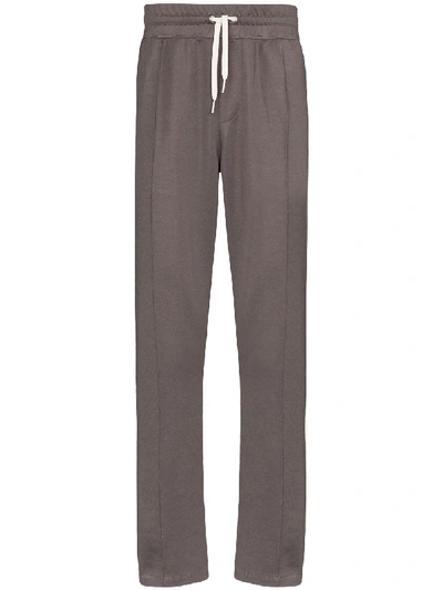 Shop Ami Alexandre Mattiussi Side Stripe Logo Embroidered Track Pants In Grey