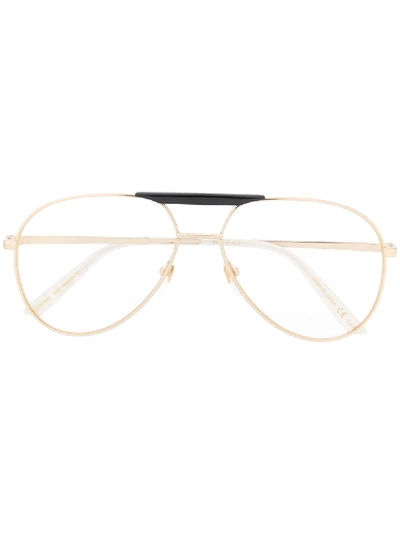 Shop Gucci Aviator-frame Glasses In Metallisch