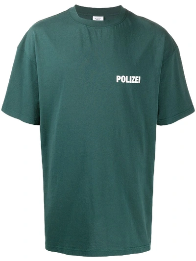 Shop Vetements Polizei Crew Neck T-shirt In Green