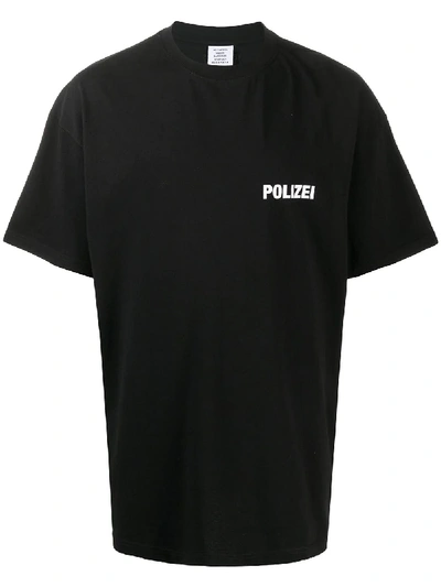 Shop Vetements Polizei Crew Neck T-shirt In Black