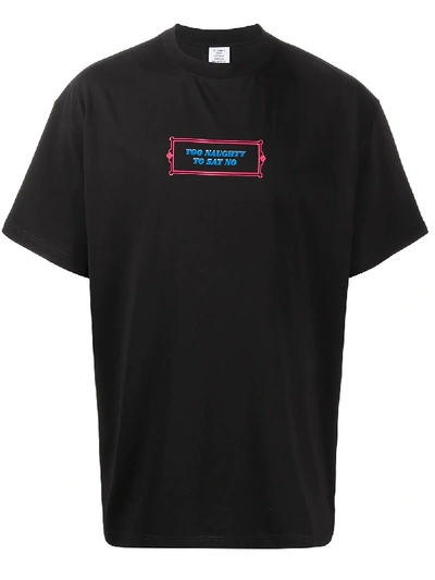 Shop Vetements Crew Neck Slogan Print T-shirt In Black