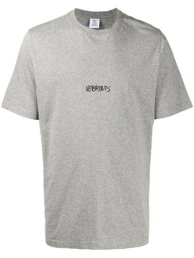Shop Vetements Oversized Logo T-shirt In Grey