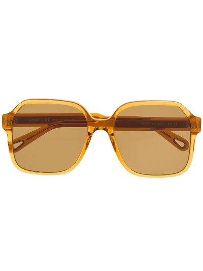 Shop Chloé Oversized Square Frame Sunglasses In Orange