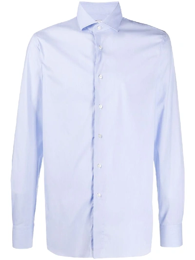 Shop Xacus Long Sleeve Tailored Shirt In Blue