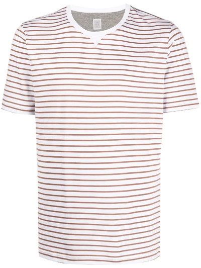 Shop Eleventy Short Sleeve Striped Print T-shirt In White