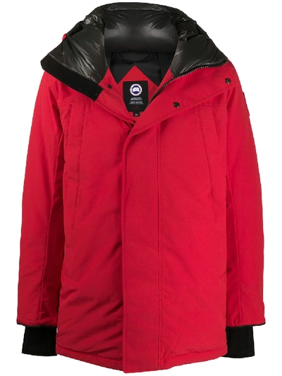 Shop Canada Goose Hooded Down Coat In Red