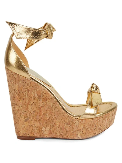 Shop Alexandre Birman Clarita Metallic Leather Wedges In Golden