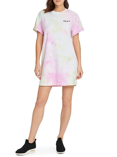 Shop Dkny Tie-dye T-shirt Dress In Multi