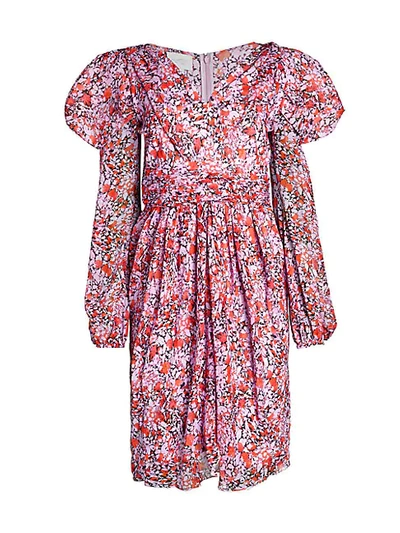 Shop Giambattista Valli Geo-print Silk Chiffon Dress In Pink Multi