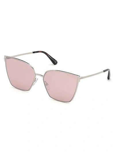 Shop Tom Ford Helena 59mm Geometric Sunglasses In Silver Pink