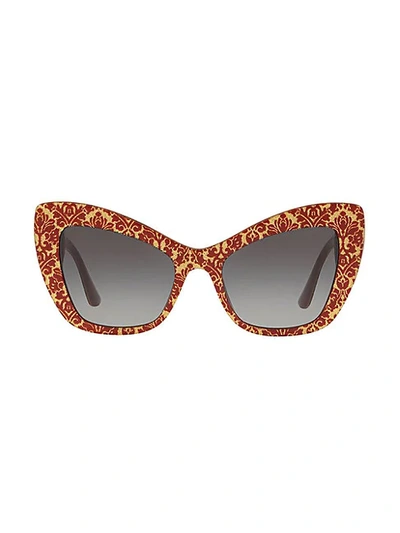 Shop Dolce & Gabbana Origin 54mm Cat Eye Sunglasses In Red Gold