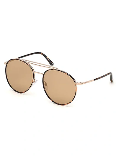 Shop Tom Ford Wesley 58mm Round Sunglasses In Gold Brown