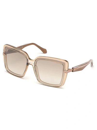 Shop Roberto Cavalli 62mm Square Sunglasses In Beige