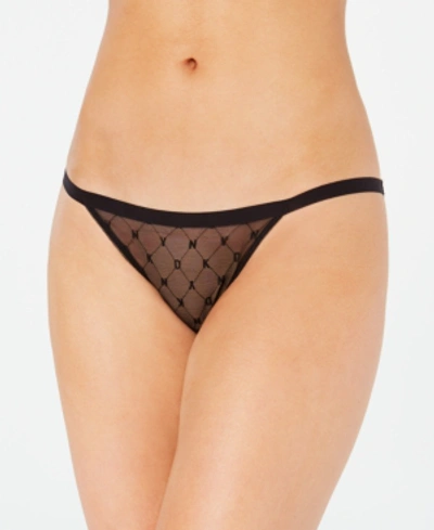 Shop Dkny Monogram Mesh String Bikini Underwear Dk5030 In Black