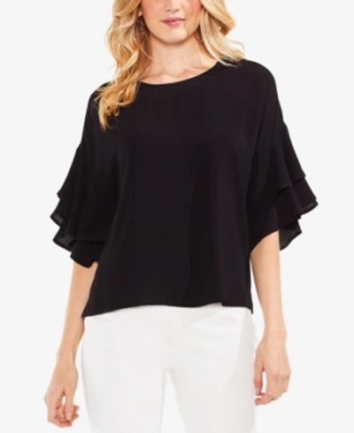 Shop Vince Camuto Tiered Ruffle-sleeve Top In Lemon Cream