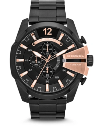 Shop Diesel Men's Chronograph Mega Chief Black Stainless Steel Bracelet Watch 51x59mm